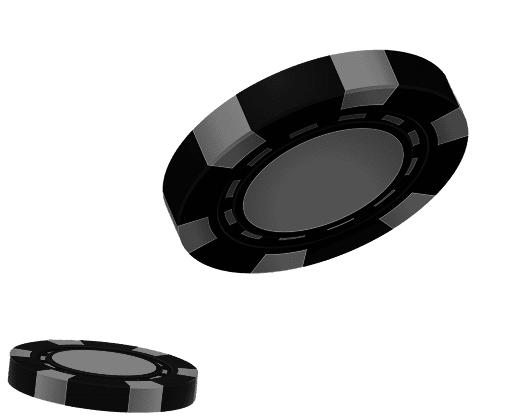 Two black poker chips on black background.